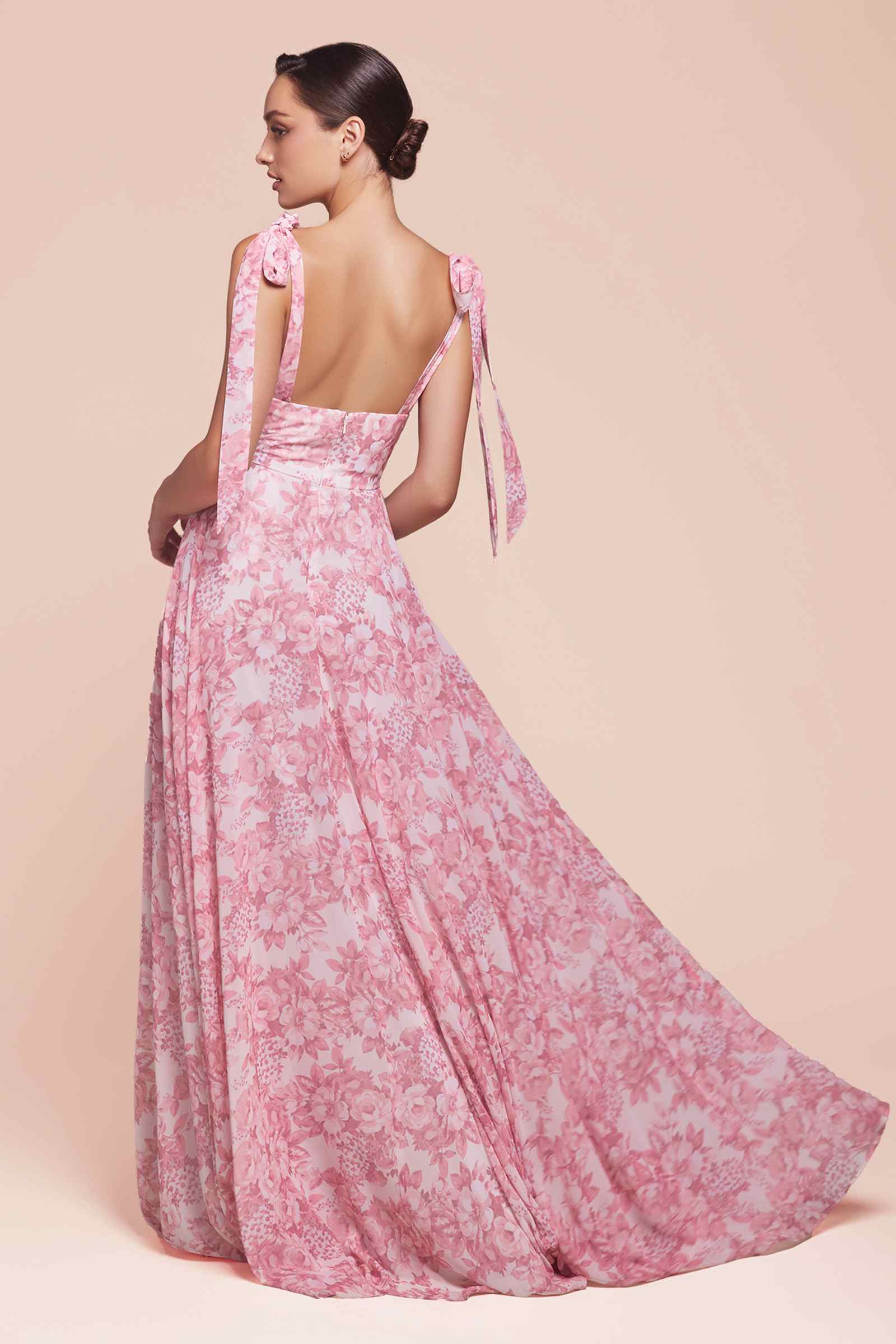 Ladivine 7442 Dress Tie Strap A-Line Floral Printed Skirt by DiscountDressShop