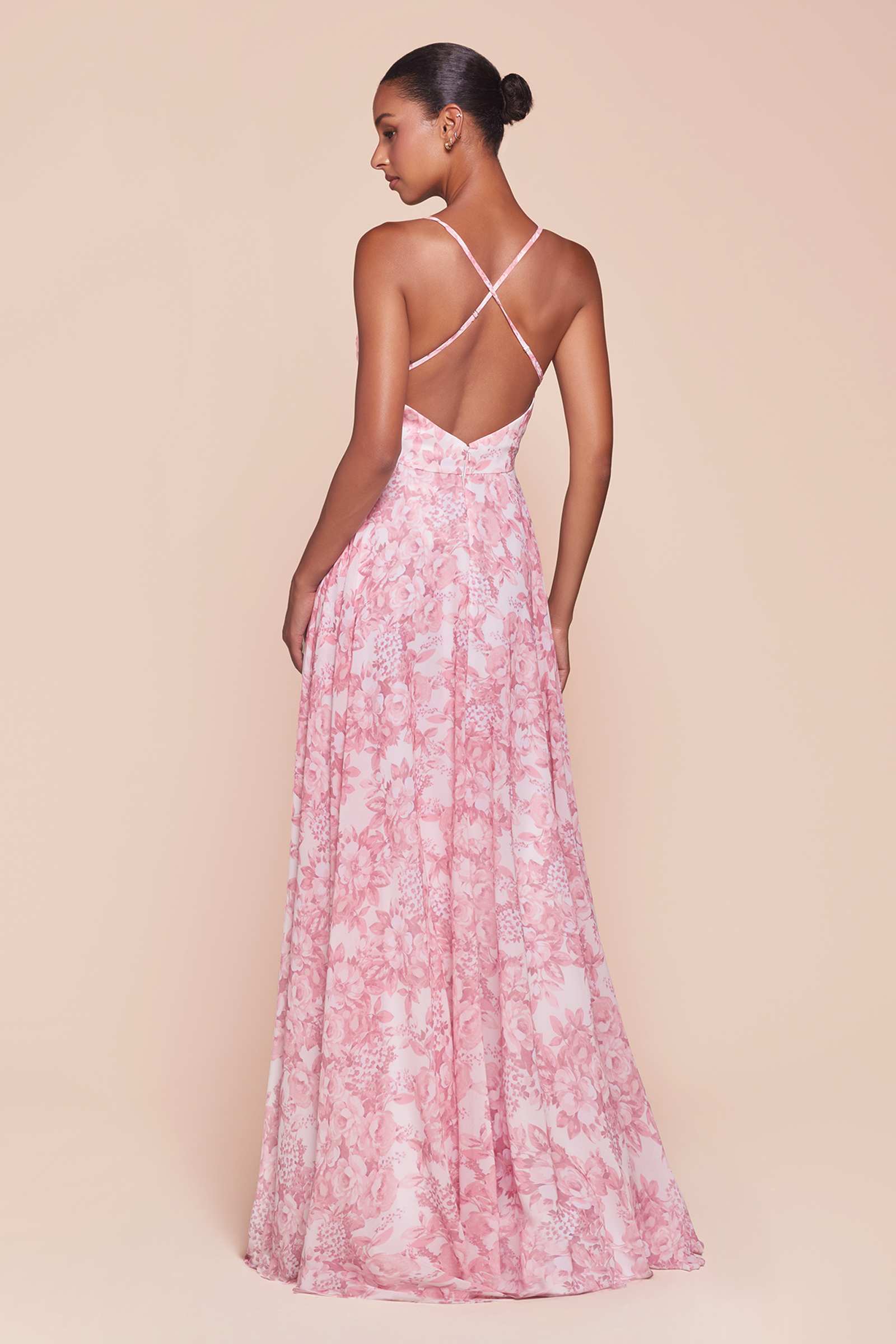 Ladivine 7444 Dress A-Line Soft Satin Print Dress by DiscountDressShop