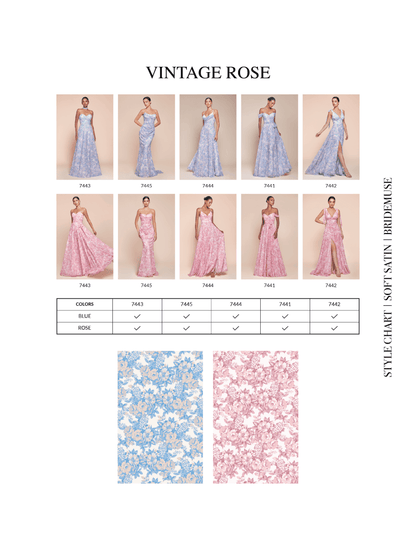 Ladivine 7443 Dress Strapless A-Line Floral Satin Dress by DiscountDressShop