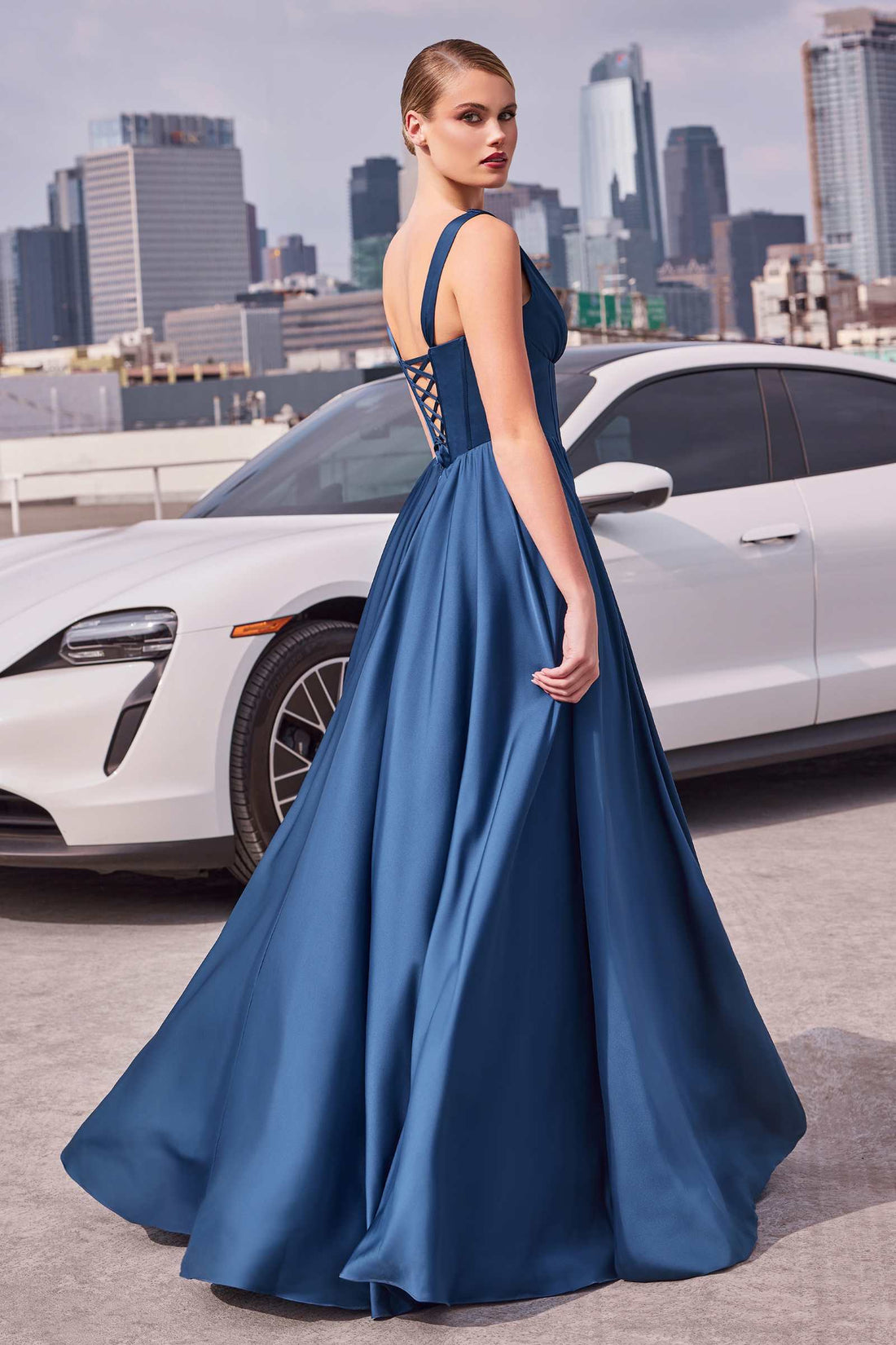 Ladivine 7447 Dress A-Line Soft Satin Gown by DiscountDressShop