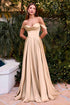 Ladivine 7449 A-Line Fitted Bodice Off the Shoulder Satin Dress by DiscountDressShop