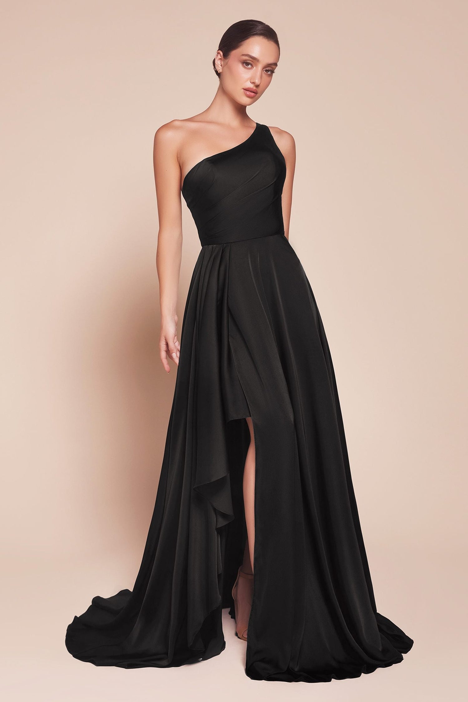 Ladivine 7450 Dress One Shoulder Satin A-Line Gown by DiscountDressShop