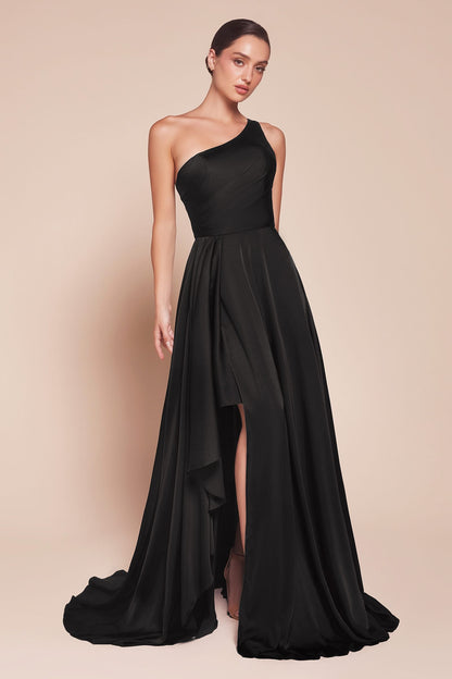 Ladivine 7450 Dress One Shoulder Satin A-Line Gown by DiscountDressShop