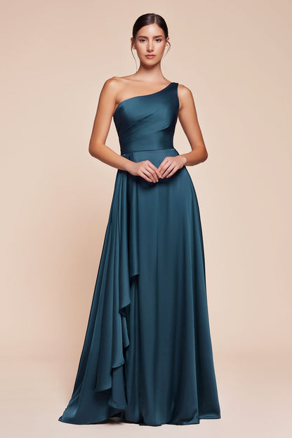 Ladivine 7450 Dress One Shoulder Satin A-Line Gown by DiscountDressShop