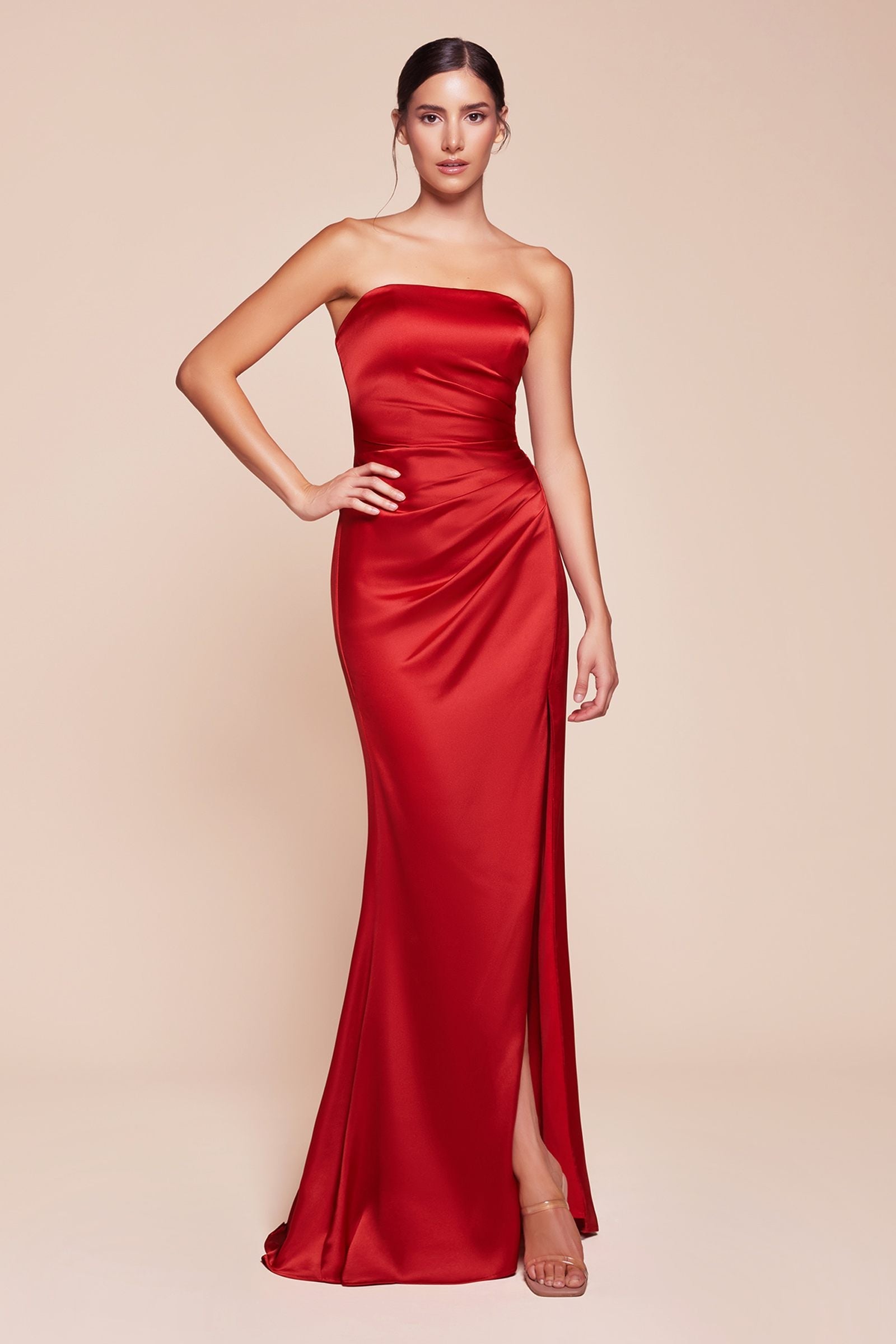 Ladivine 7451 Dress Strapless Satin Gown with Sash by DiscountDressShop