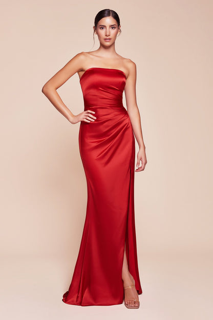 Ladivine 7451 Dress Strapless Satin Gown with Sash by DiscountDressShop