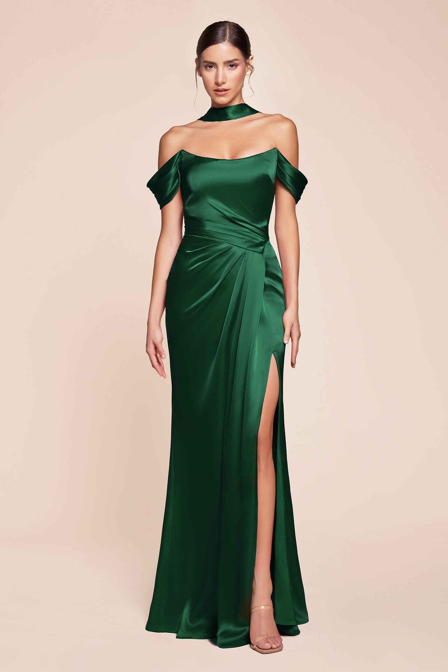 Ladivine 7452 Dress Off the Shoulder Lace Up Corset Satin Gown by DiscountDressShop