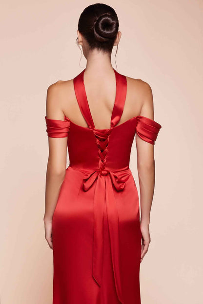 Ladivine 7452 Dress Off the Shoulder Lace Up Corset Satin Gown by DiscountDressShop