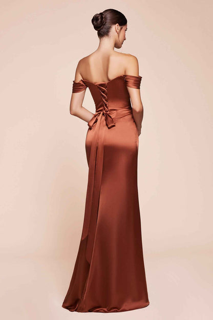 Ladivine 7452 Dress Off the Shoulder Lace Up Corset Satin Gown by DiscountDressShop