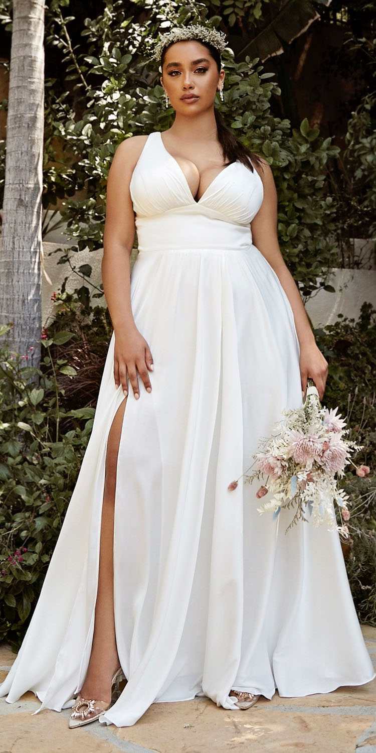 Cinderella Divine 7469W Long Formal A-Line Satin Dress by DiscountDressShop
