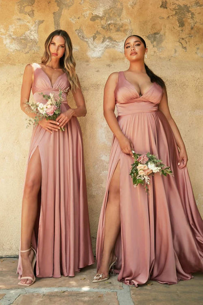 Cinderella Divine 7469W Long Formal A-Line Satin Dress by DiscountDressShop