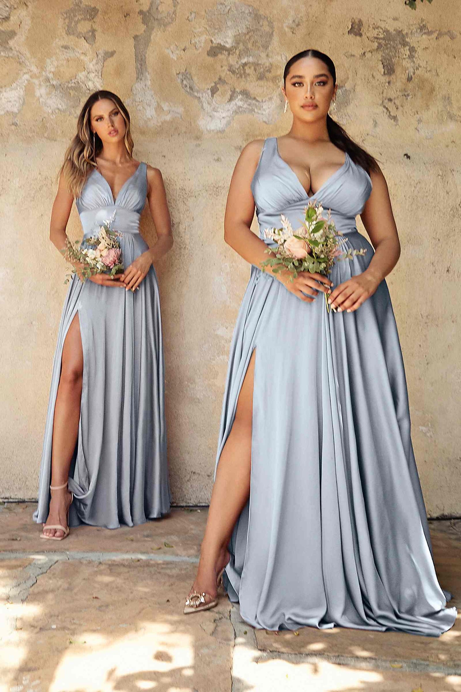 Cinderella Divine 7469 Floor Length Satin Formal V-Neckline Dress by DiscountDressShop