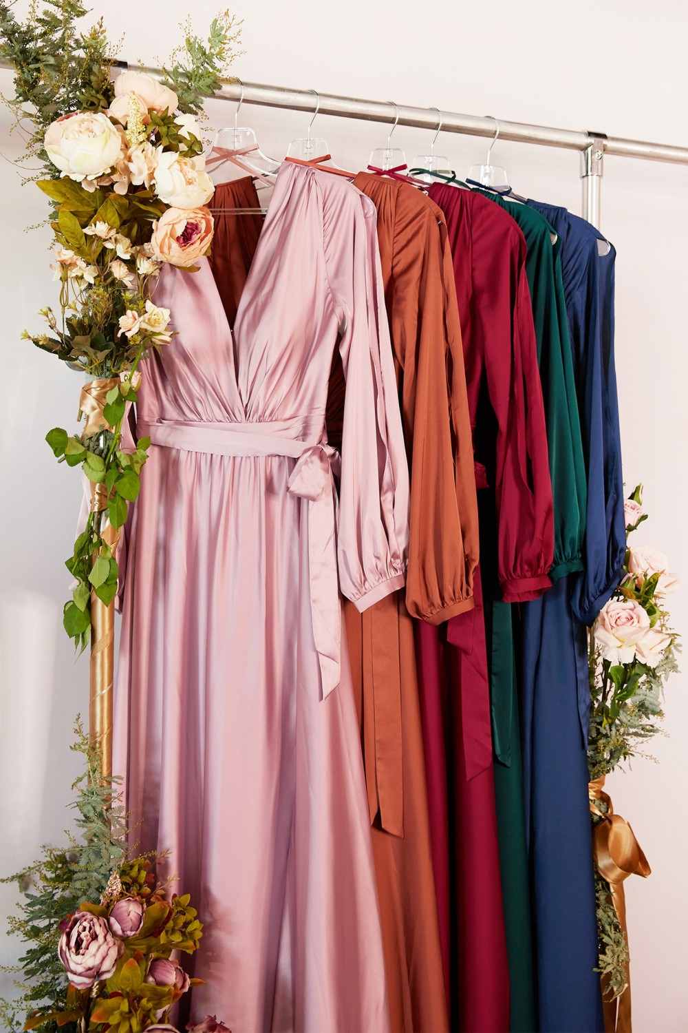 Ladivine 7475C Long Split Blouson Sleeve Formal Dress Thigh Split by DiscountDressShop