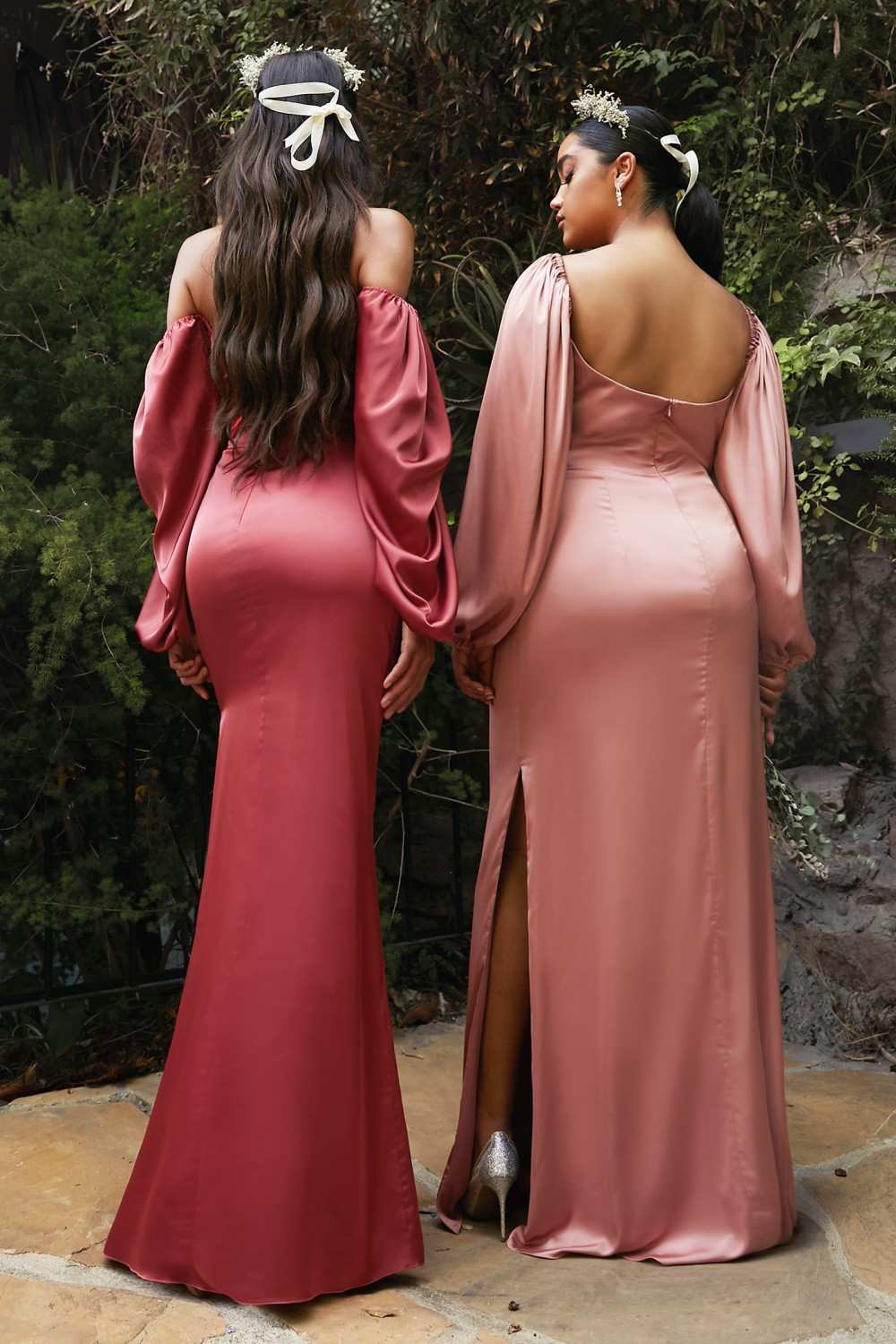 Cinderella Divine 7482C Long Sleeve Off the Shoulder Soft Satin Fitted Dress by DiscountDressShop