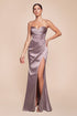 Cinderella Divine 7483 Long Satin Corset Cowl Neckline Formal Gown by DiscountDressShop