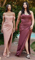 Cinderella Divine 7484C Plus Size Off the Shoulder Corset Satin Formal Gown by DiscountDressShop