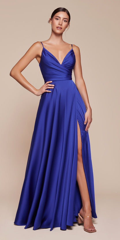 Cinderella Divine 7485C Sweetheart Neckline Soft Satin A-Line Formal Dress by DiscountDressShop