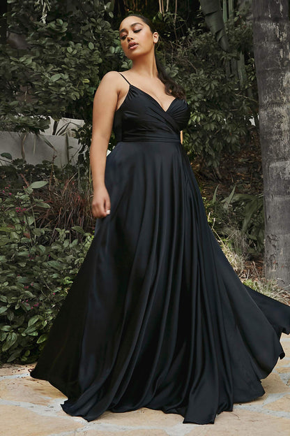 Cinderella Divine 7485C Sweetheart Neckline Soft Satin A-Line Formal Dress by DiscountDressShop