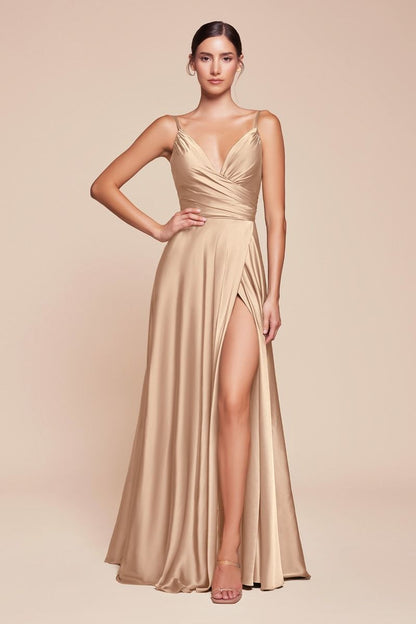 Cinderella Divine 7485C Sweetheart Neckline Soft Satin A-Line Formal Dress by DiscountDressShop
