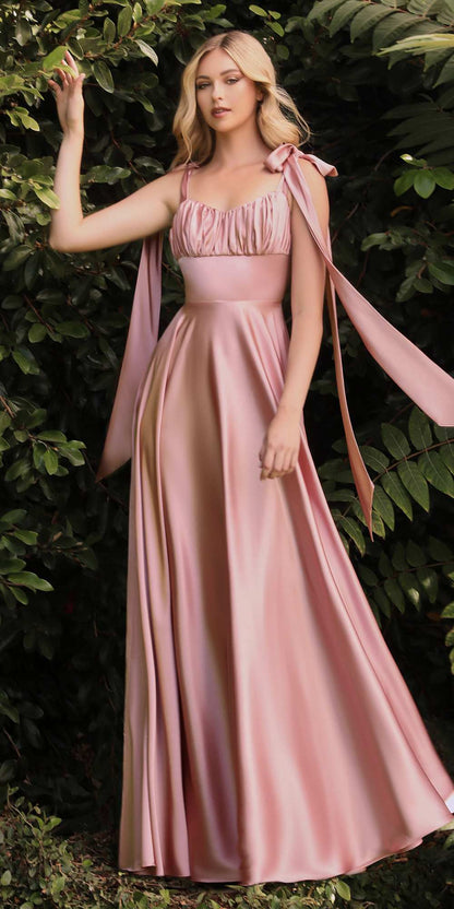 Cinderella Divine 7490 Long Soft Satin A-Line Dress by DiscountDressShop