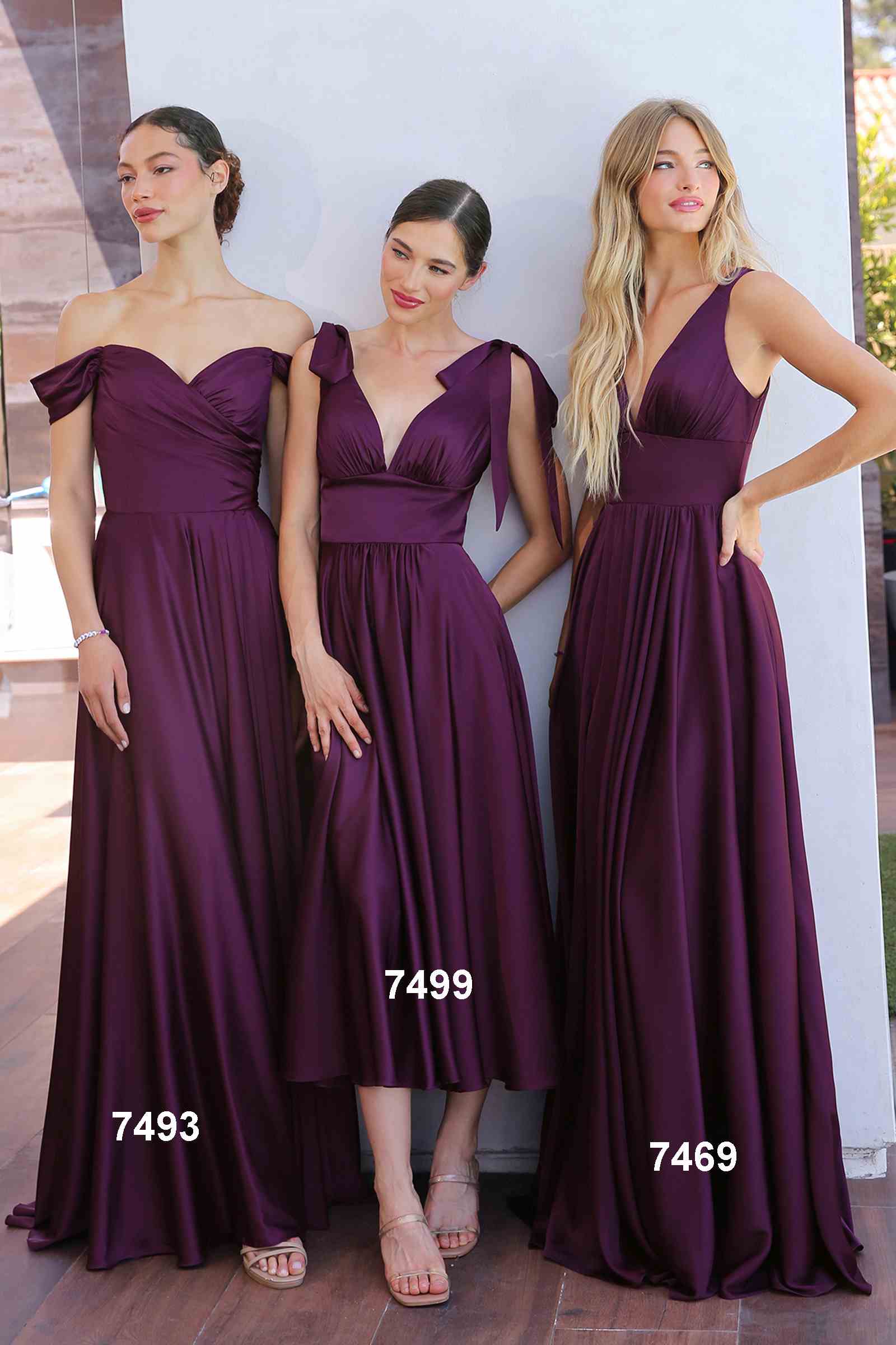 Ladivine 7499 Dress Tea Length Satin A-Line Dress by DiscountDressShop