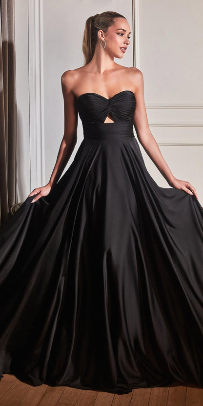 Ladivine 7496 Floor Length A-Line Luxurious Satin Strapless Keyhole Dress by DiscountDressShop