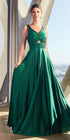 Ladivine 7497 Long A-Line Satin Keyhole Twisted Bodice Formal Gown by DiscountDressShop