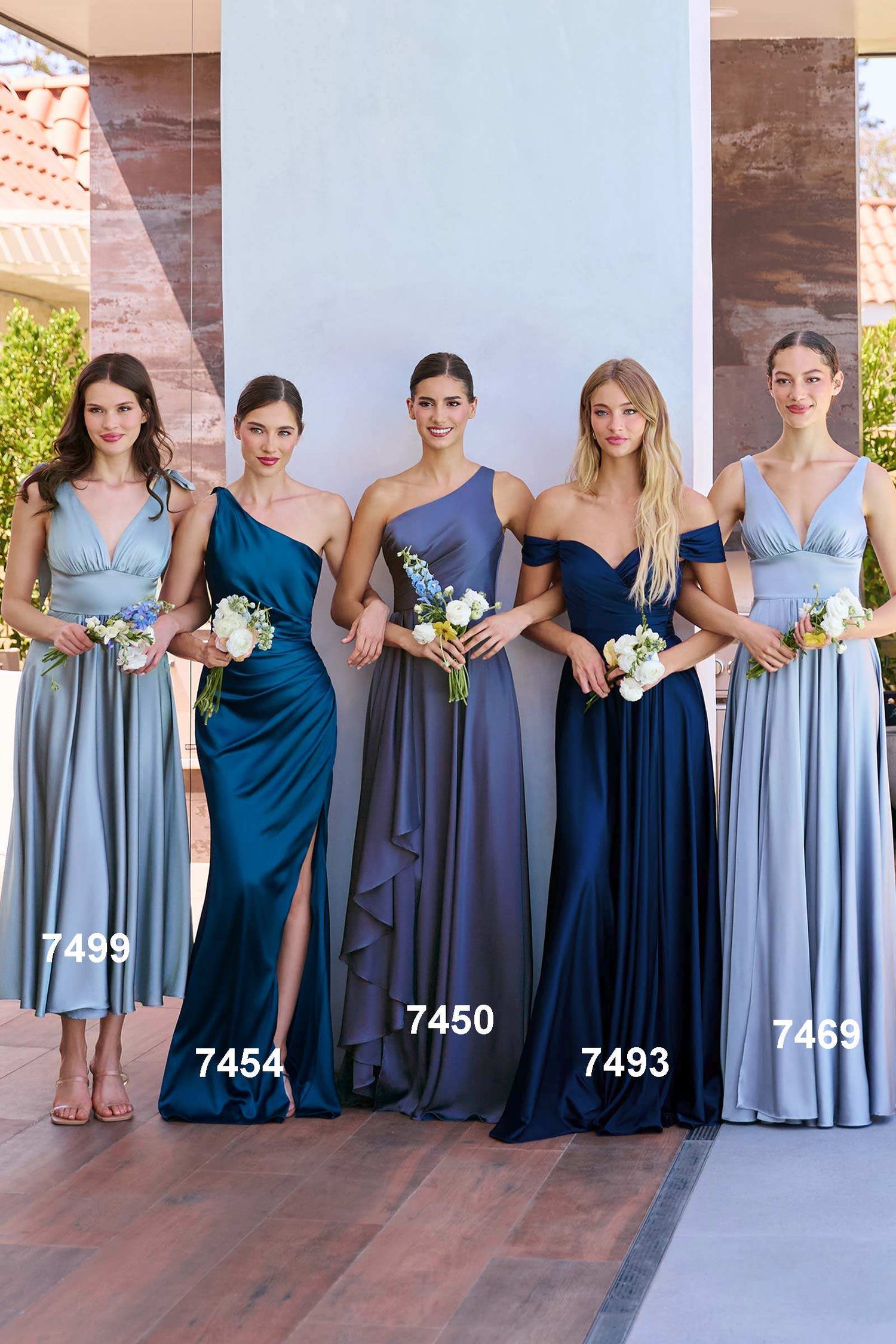 Ladivine 7499 Dress Tea Length Satin A-Line Dress by DiscountDressShop