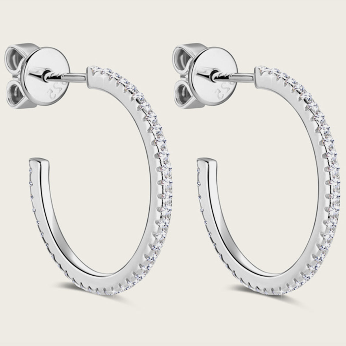Inlaid Sparkala™ Pure Sterling Silver C-Hoop Earrings by Sparkala