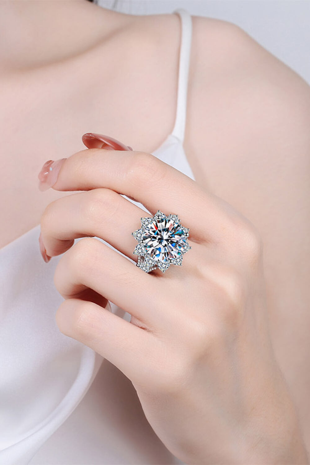 10 Carat Sparkala™ Flower-Shaped Ring (Rhodium Over Pure Sterling Silver) by Sparkala