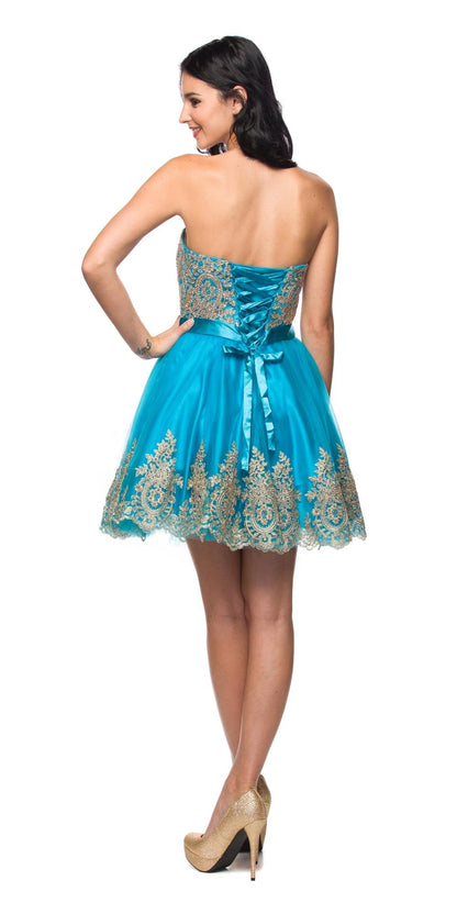 Juliet 759 Short Sweetheart Neckline Strapless Dress with Bow by DiscountDressShop