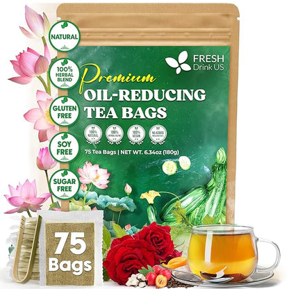 Oil Reducing Tea, Oil Cleansing for Liver, 10 Herbal Ingredients, Traditional Recipe Tea for Liver, 100% Natural, Easy Brewing, Steep Repeatedly (Tea Bags/ Tea Packs) by FreshDrinkUS - Natural and Premium Herbal Tea