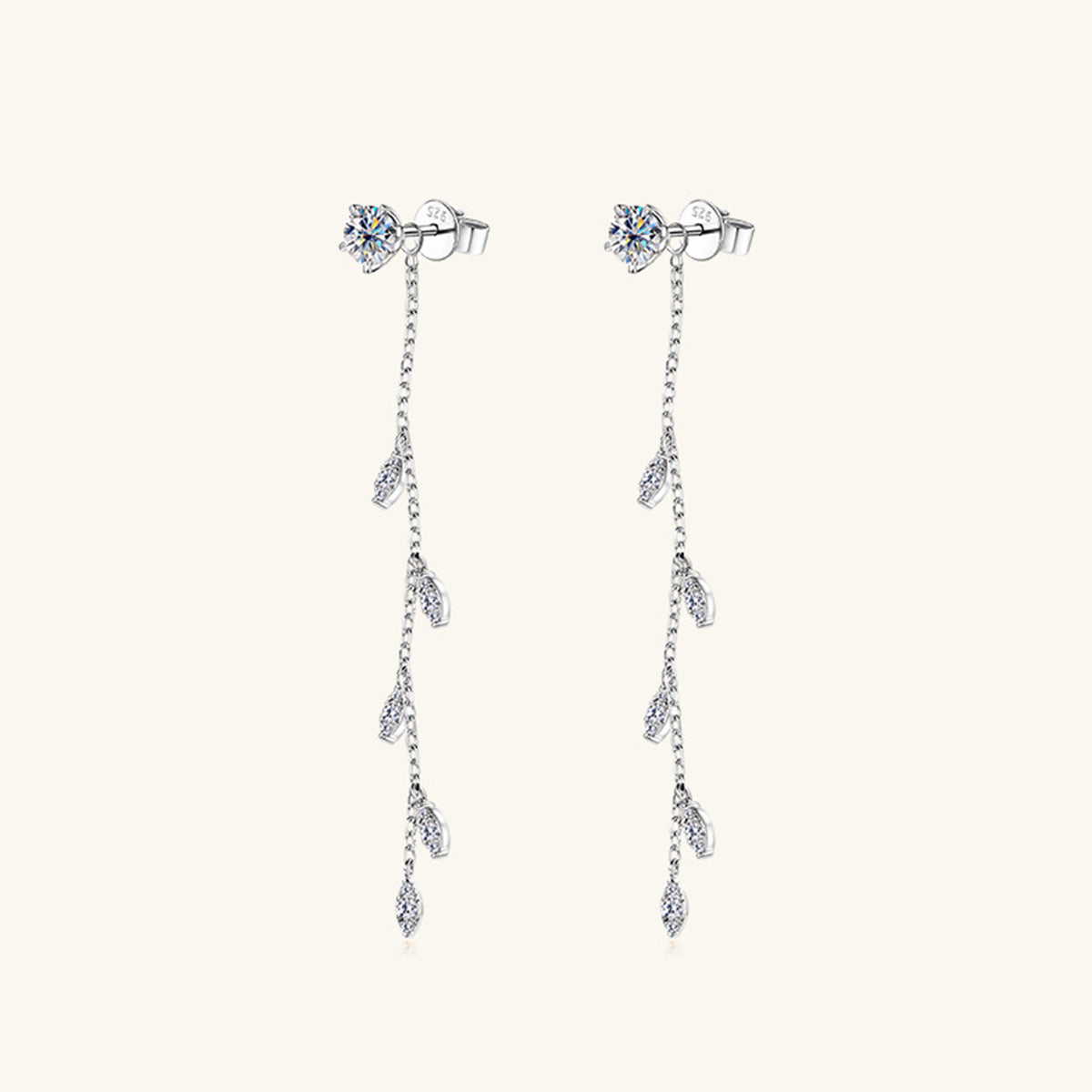 1.38 Carat Sparkala™ Pure Sterling Silver Leaf Earrings by Sparkala