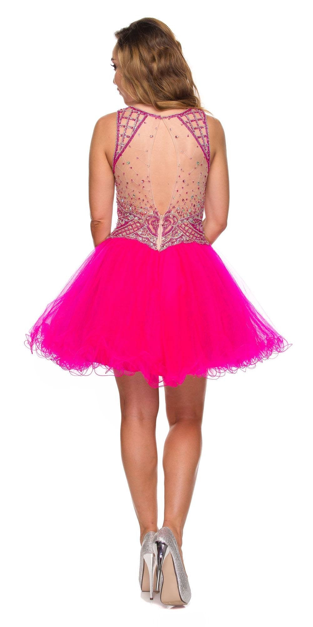 Juliet 761 Short Prom Dress Embellished Bodice with Keyhole by DiscountDressShop
