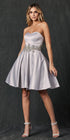 Juliet 769 Embellished Waist Short Dress Strapless by DiscountDressShop