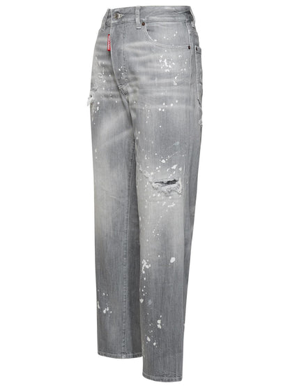 Dsquared2 Grey Cotton Blend Jeans Women
