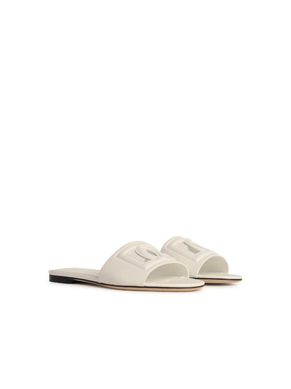 Dolce &amp; Gabbana White Leather Slippers Women by Luosophy