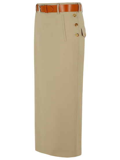 Moschino Beige Virgin Wool Skirt Women by Luosophy