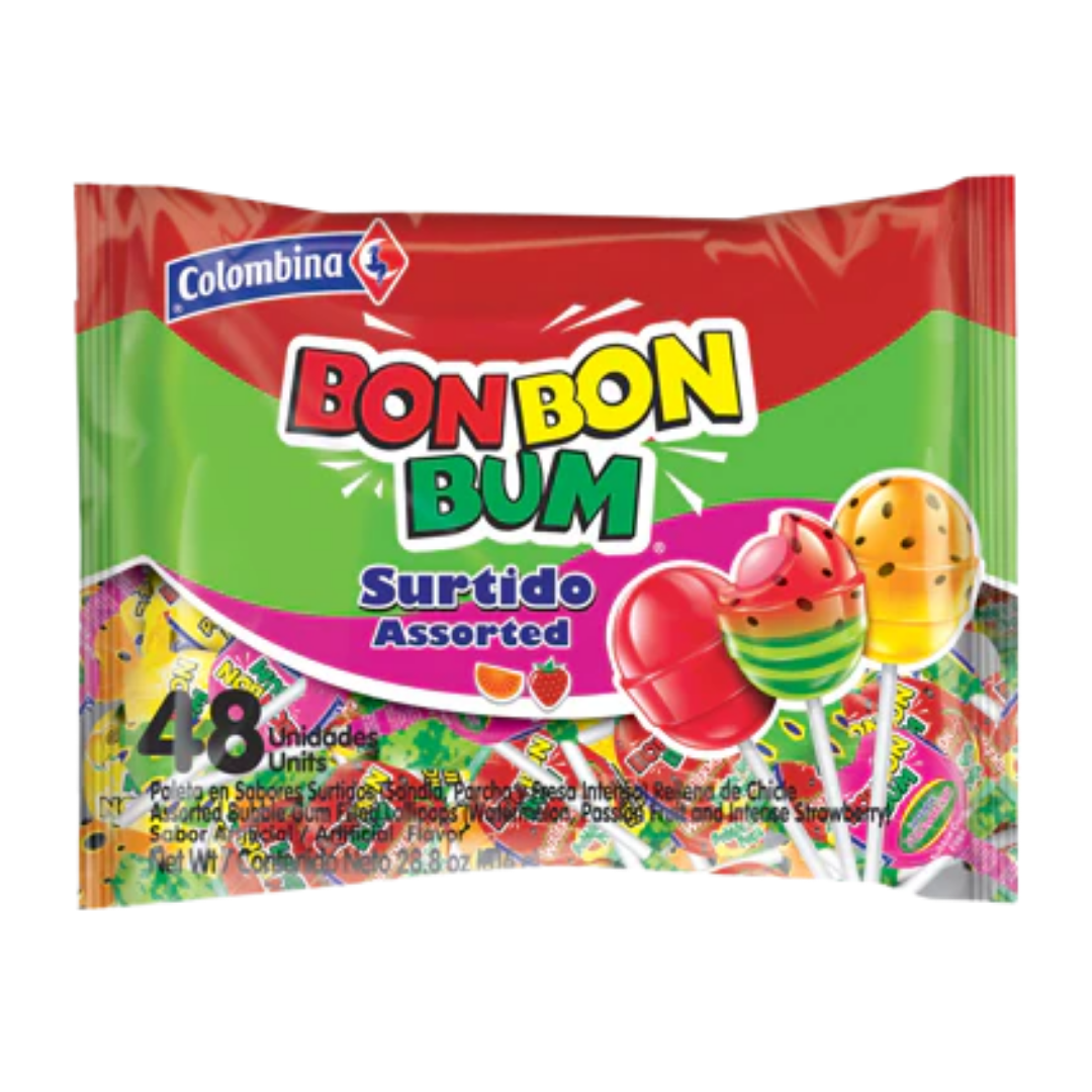 Bon Bon Bum Assorted Lollipops (48pc) by Farmacias Savia
