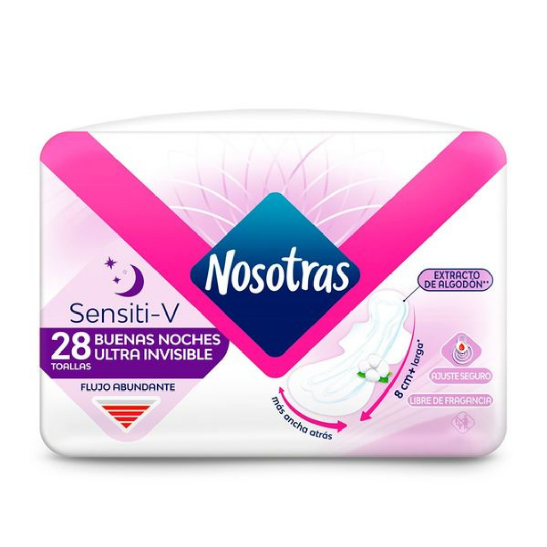 Nosotras Overnight Ultra Thin Sensitive Pads (20 Count) by Farmacias Savia