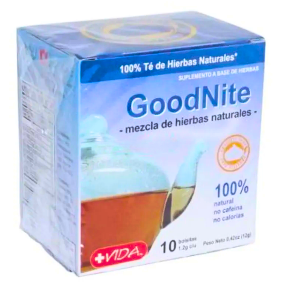 Más Vida GoodNite 100% Natural Herbs No Caffeine No Calories Tea (10 ct) by Farmacias Savia