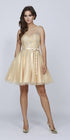 CLEARANCE - Juliet 776 Sequins Embellished Bodice Illusion Short Dress (Size M) by DiscountDressShop