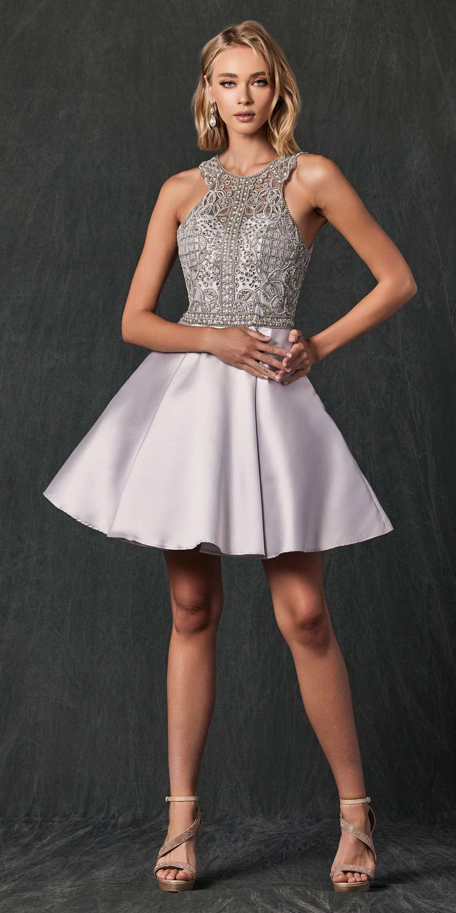 Juliet 779 Embellished Bodice Short Dress Sleeveless by DiscountDressShop