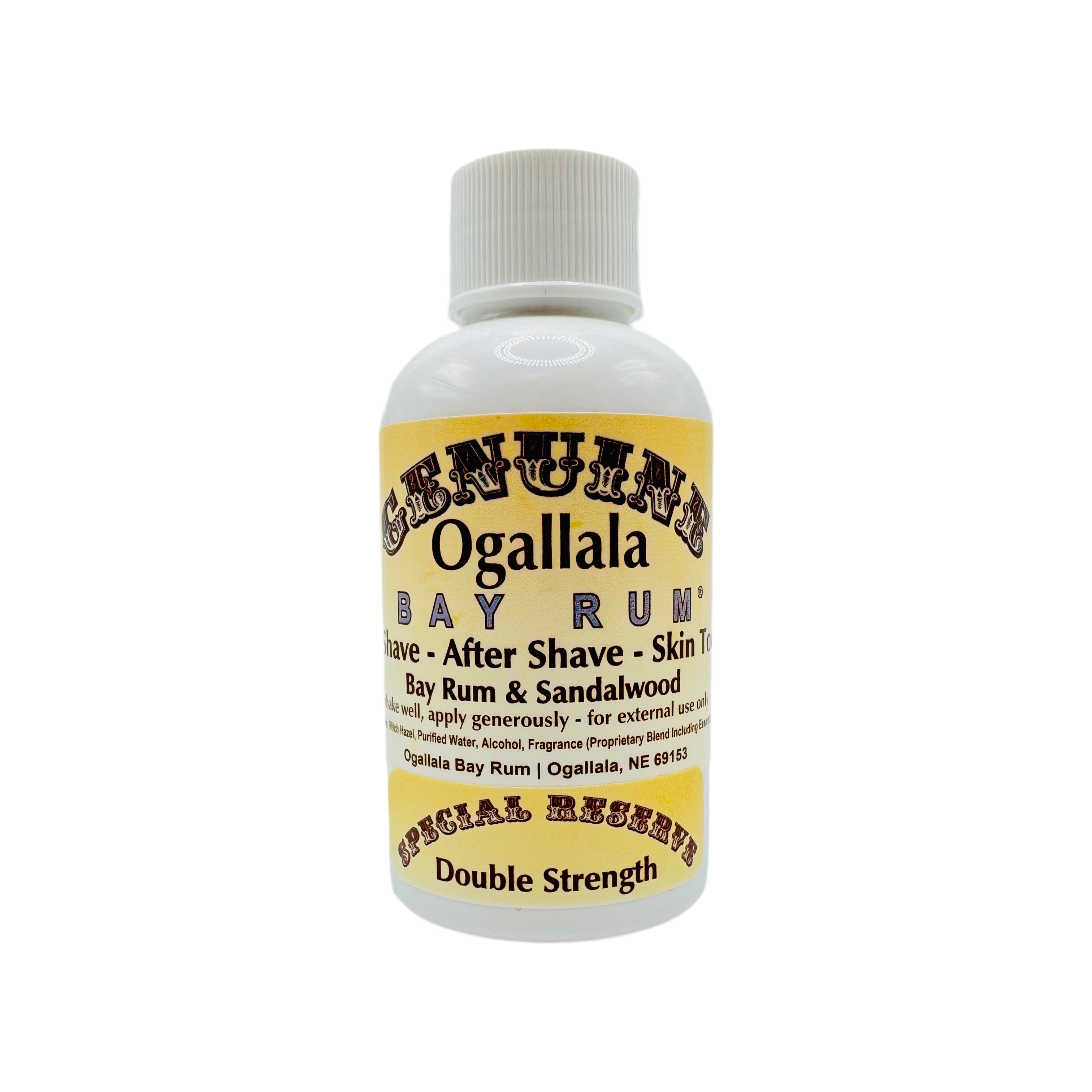 Ogallala Bay Rum &amp; Sandalwood Double Strength Pre Shave - After Shave - Skin Toner 2 Oz by Pasteur Pharmacy