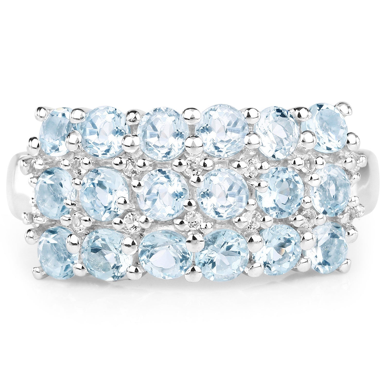 2.29 Carat Genuine Blue Topaz &amp; White Topaz .925 Sterling Silver Ring