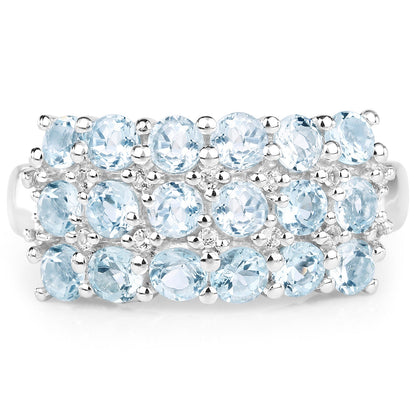 2.29 Carat Genuine Blue Topaz &amp; White Topaz .925 Sterling Silver Ring