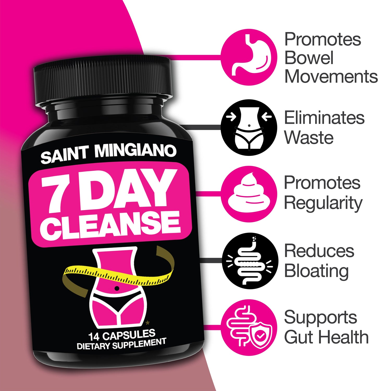 7 Day Cleanse Program | Colon Detox with Natural Laxative for Constipation &amp; Bloating by Saint Mingiano - Supplements &amp; Wellness Dedicated to Holistic Health