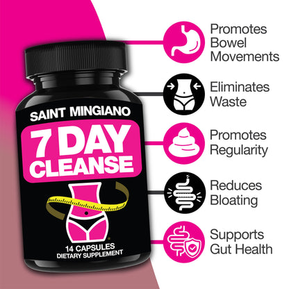 7 Day Cleanse Program | Colon Detox with Natural Laxative for Constipation &amp; Bloating by Saint Mingiano - Supplements &amp; Wellness Dedicated to Holistic Health