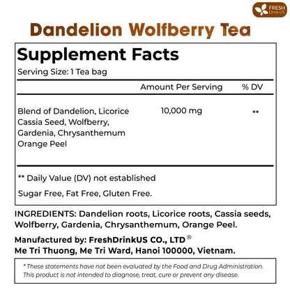 Dandelion Wolfberry Tea, 7 Herbal Ingredients by FreshDrinkUS - Natural and Premium Herbal Tea