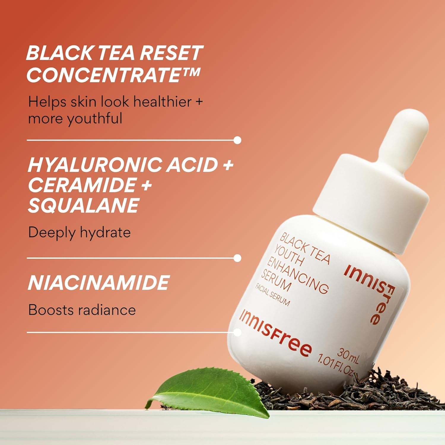 Black Tea Youth Enhancing Serum, Korean Serum with Niacinamide for Firming and Glow by Korean Skin Care
